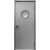 Влагостойкая дверь ПВХ EtaDoor с иллюминатором серая одностворчатая с ПВХ кромкой