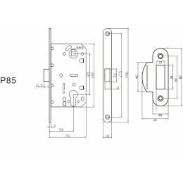 Замок под цилиндр пластиковый P85CP(хром)