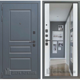 Дверь входная Страж К-8 Зеркало, цвет velluto oscure ag 710, панель - 3k yodoors-8 цвет velluto bianco ag 700 + Зеркало