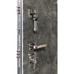 Дверь входная Прогресс, цвет темный бетон, панель - прогресс цвет светлый бетон