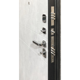 Дверь входная Прогресс, цвет темный бетон, панель - прогресс цвет светлый бетон