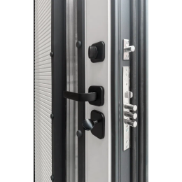 Дверь входная уличная RX-17 Термо, МУАР RAL 7016, ПВХ белый матовый МДФ 16 мм с вырезом под окно