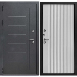 Дверь входная уличная Страж T1 Термо, цвет Букле Графит, панель - 3k yodoors-t1 цвет Белоснежная мягкая шагрень