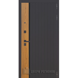 Дверь входная Страж К-14, цвет Черная шагрень, Вставка Орех каньон коньяк 666-2, панель - 3k yodoors-14 цвет velluto bianco ag 700 (YoDoors-14)